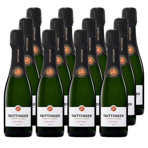 Case of 12 Bottles of Taittinger Brut Champagne 37.5cl – Ideal for Parties or Giveaways